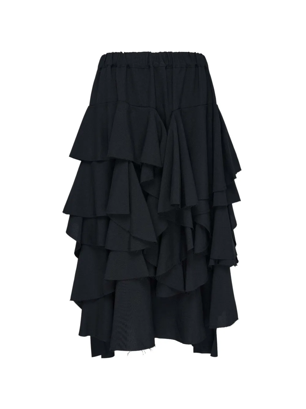 Black Comme Des Garçons ruffled tiered midi skirt Zwart