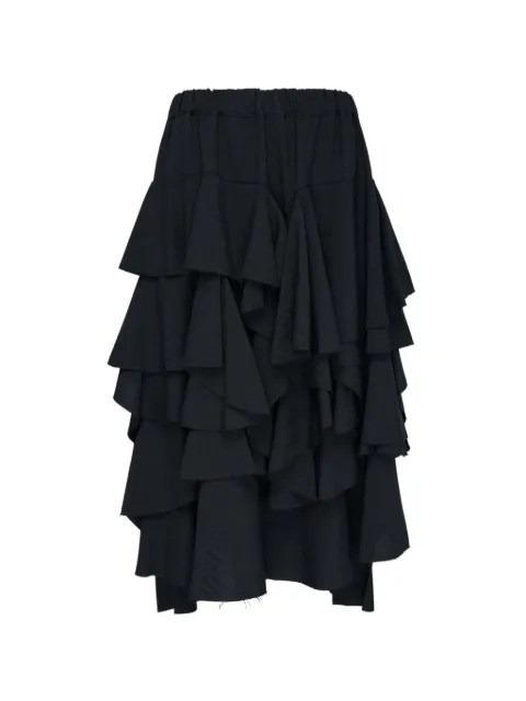 Black Comme Des Garçons ruffled tiered midi skirt