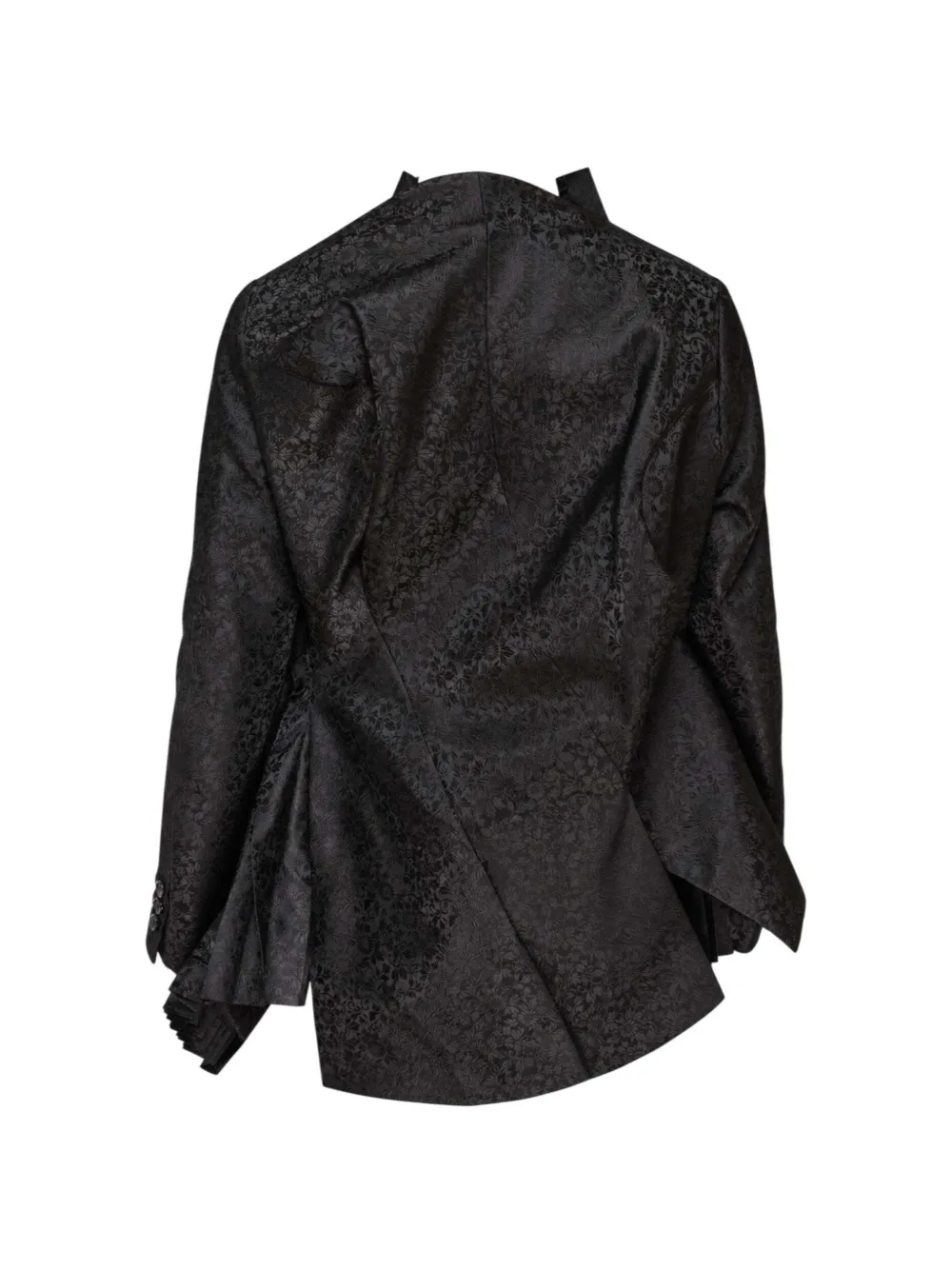 Comme Des Garçons floral-jacquard pleated fitted jacket Zwart