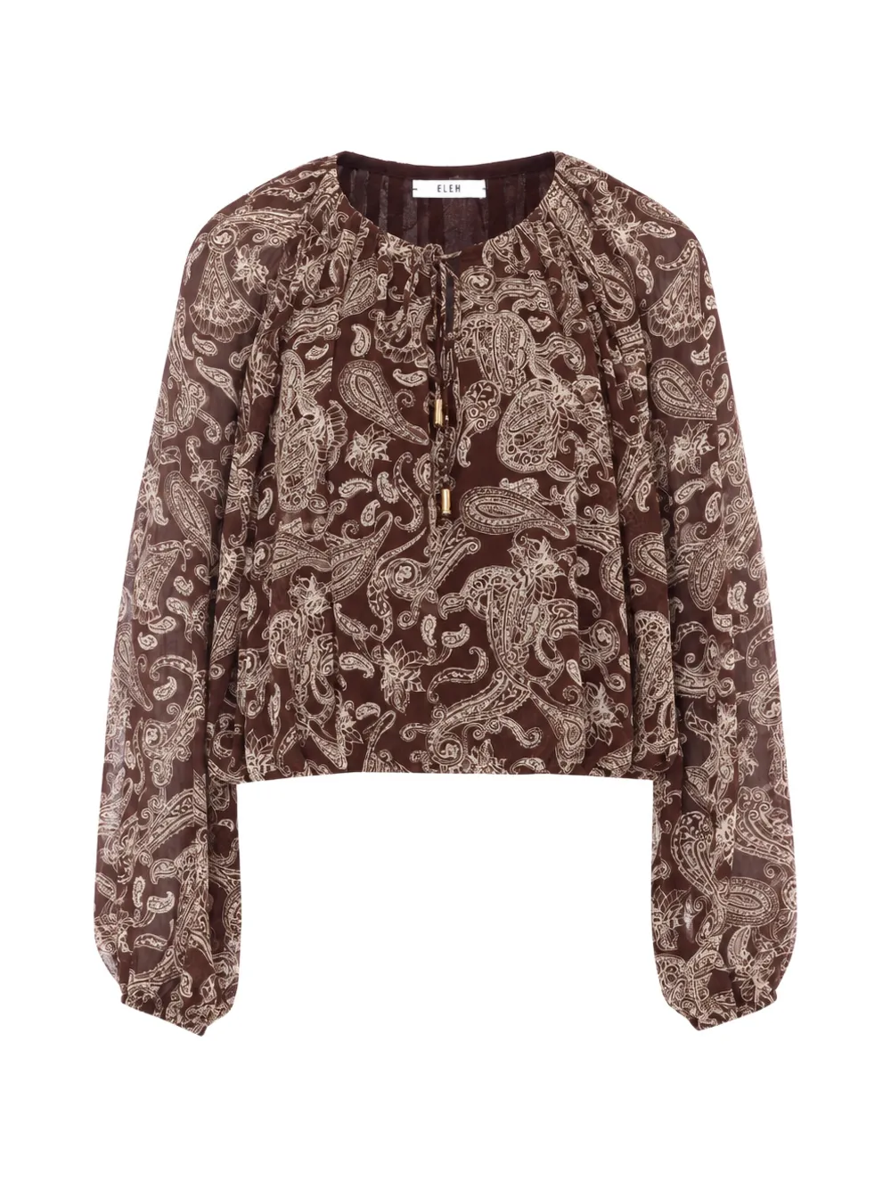 Eleh paisley-print drawstring-neck blouse - Marrone