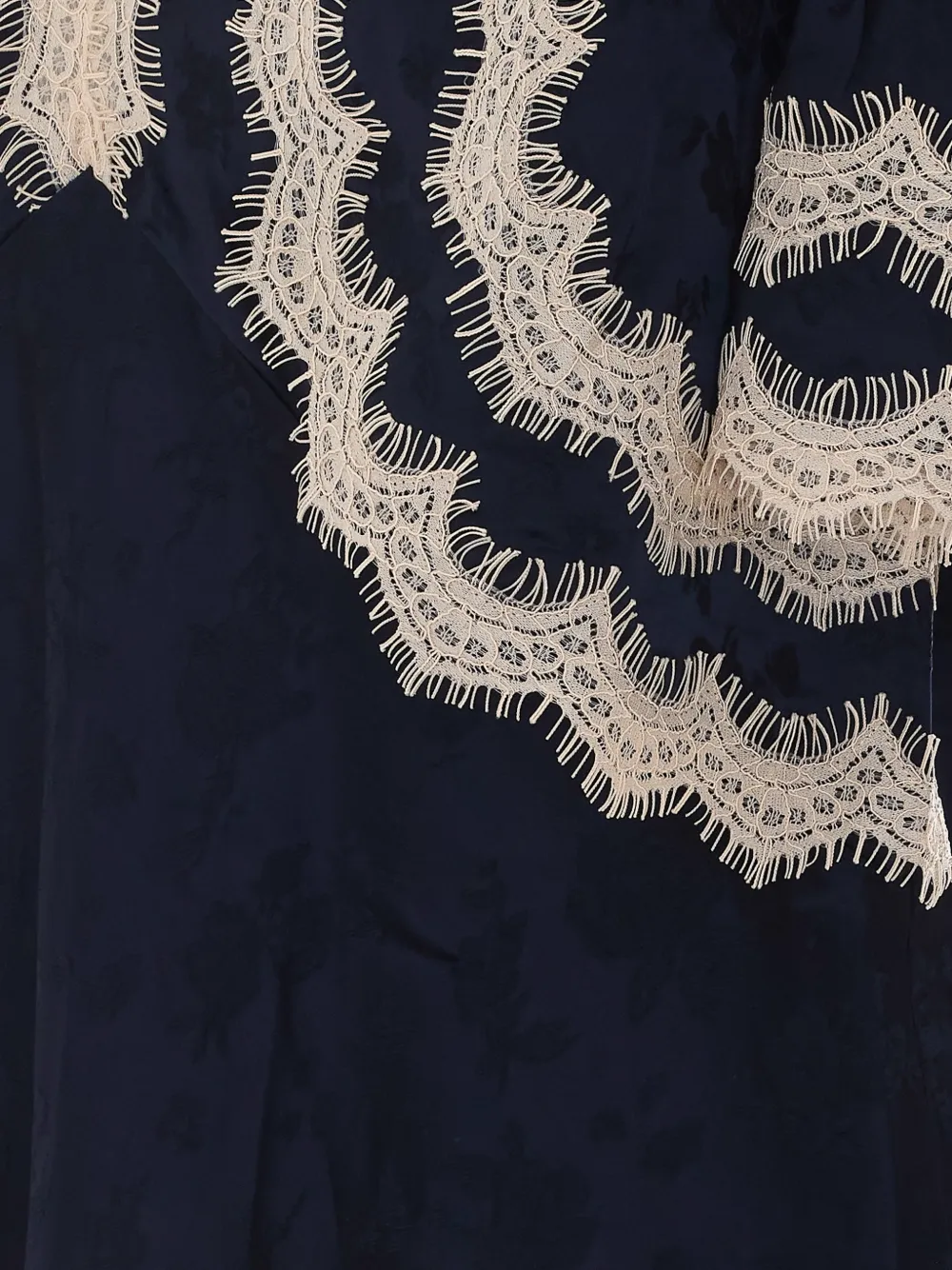 Sea Shay midi-jurk met bloemenjacquard en kanten afwerking Blauw