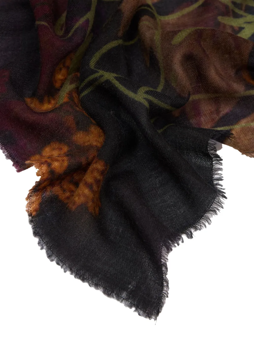 Faliero Sarti x Betty Soldi Studio floral-print frayed scarf Zwart