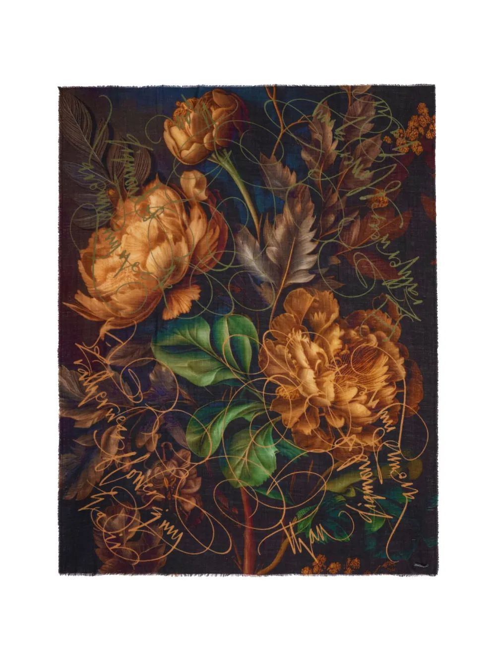 Faliero Sarti x Betty Soldi Studio floral-print frayed scarf Zwart