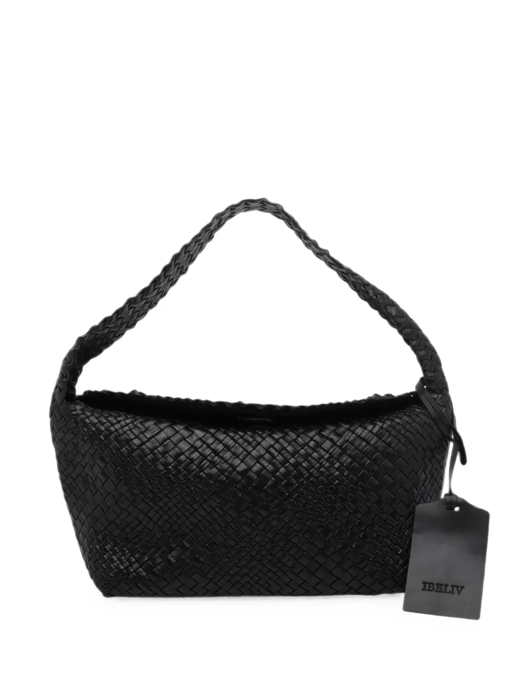 Ibeliv Aura Woven Leather Shoulder Bag In Black
