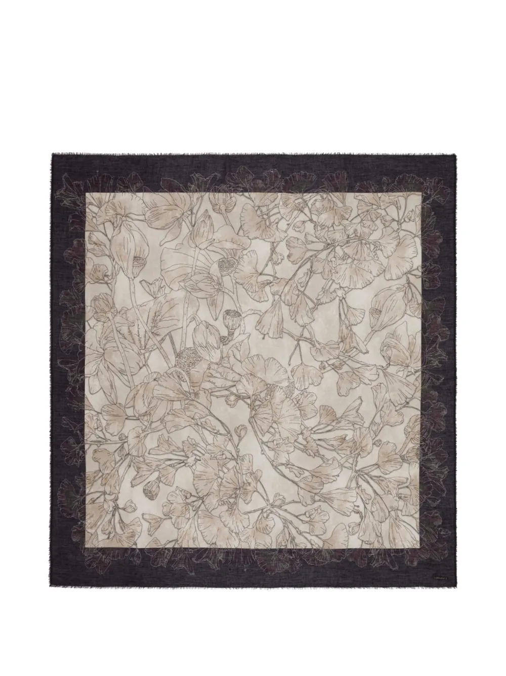 Faliero Sarti Ventily floral-print frayed scarf Beige