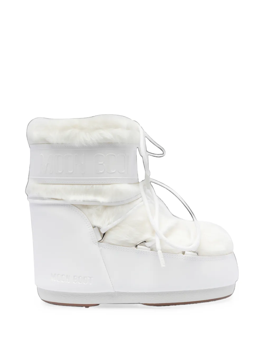 Moon Boot Icon Low white faux-fur boots