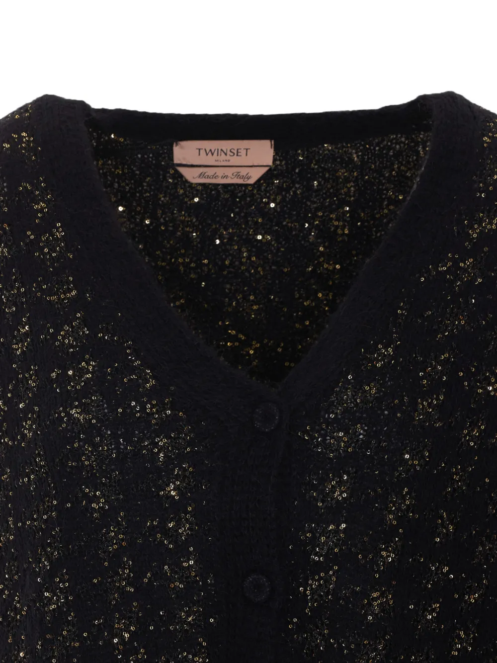 TWINSET Gebreid vest met pied-de-poule print en jacquard Zwart