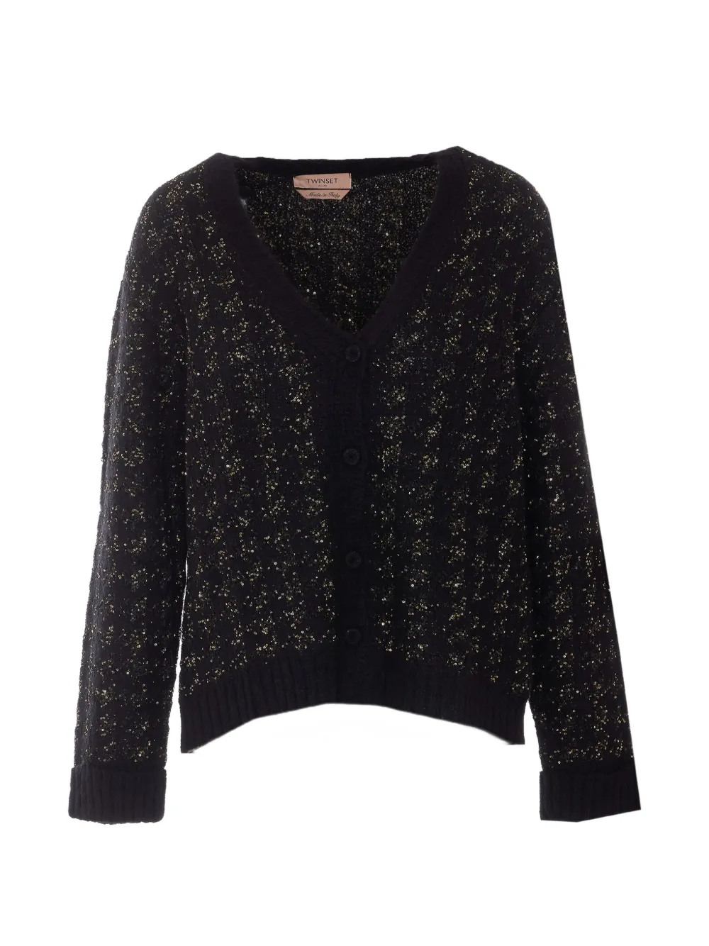 TWINSET Jacquard knit cardigan with houndstooth pattern - Black