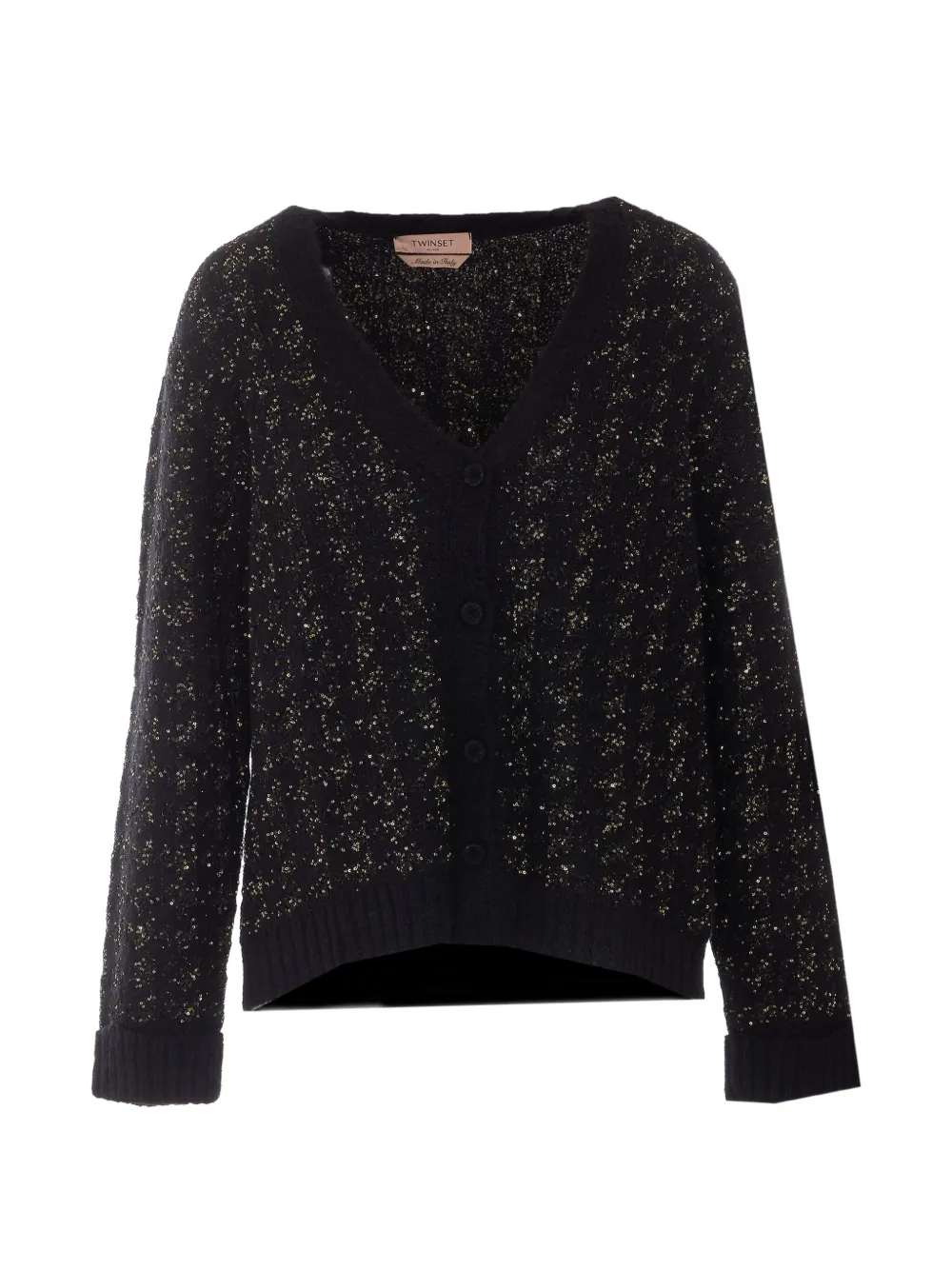 TWINSET Gebreid vest met pied-de-poule print en jacquard Zwart