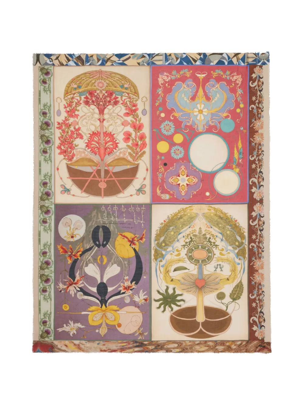 Faliero Sarti Marta graphic-print frayed scarf Beige