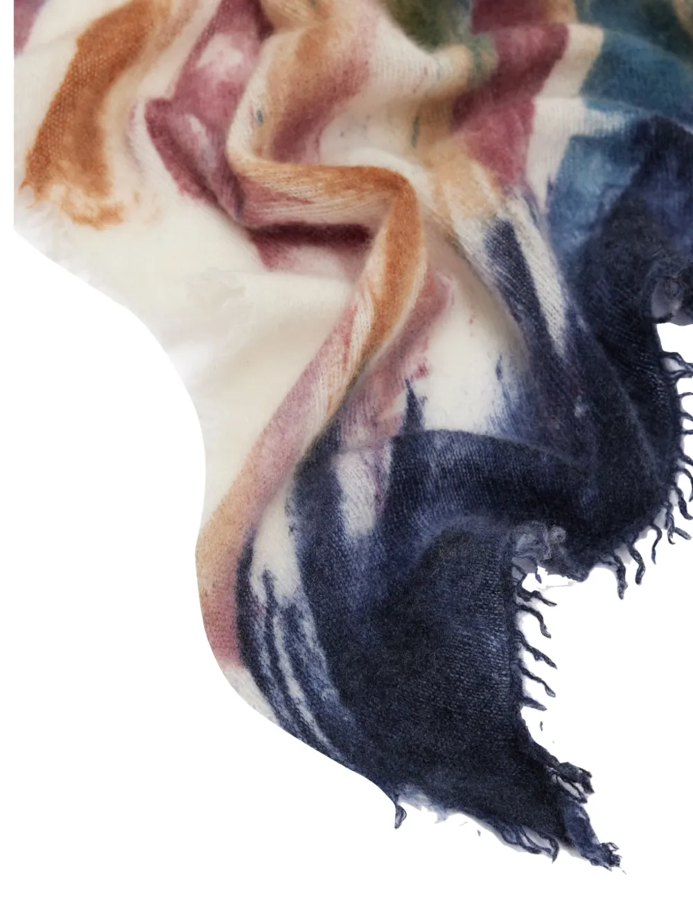 Faliero Sarti Radius abstract-print frayed scarf Wit