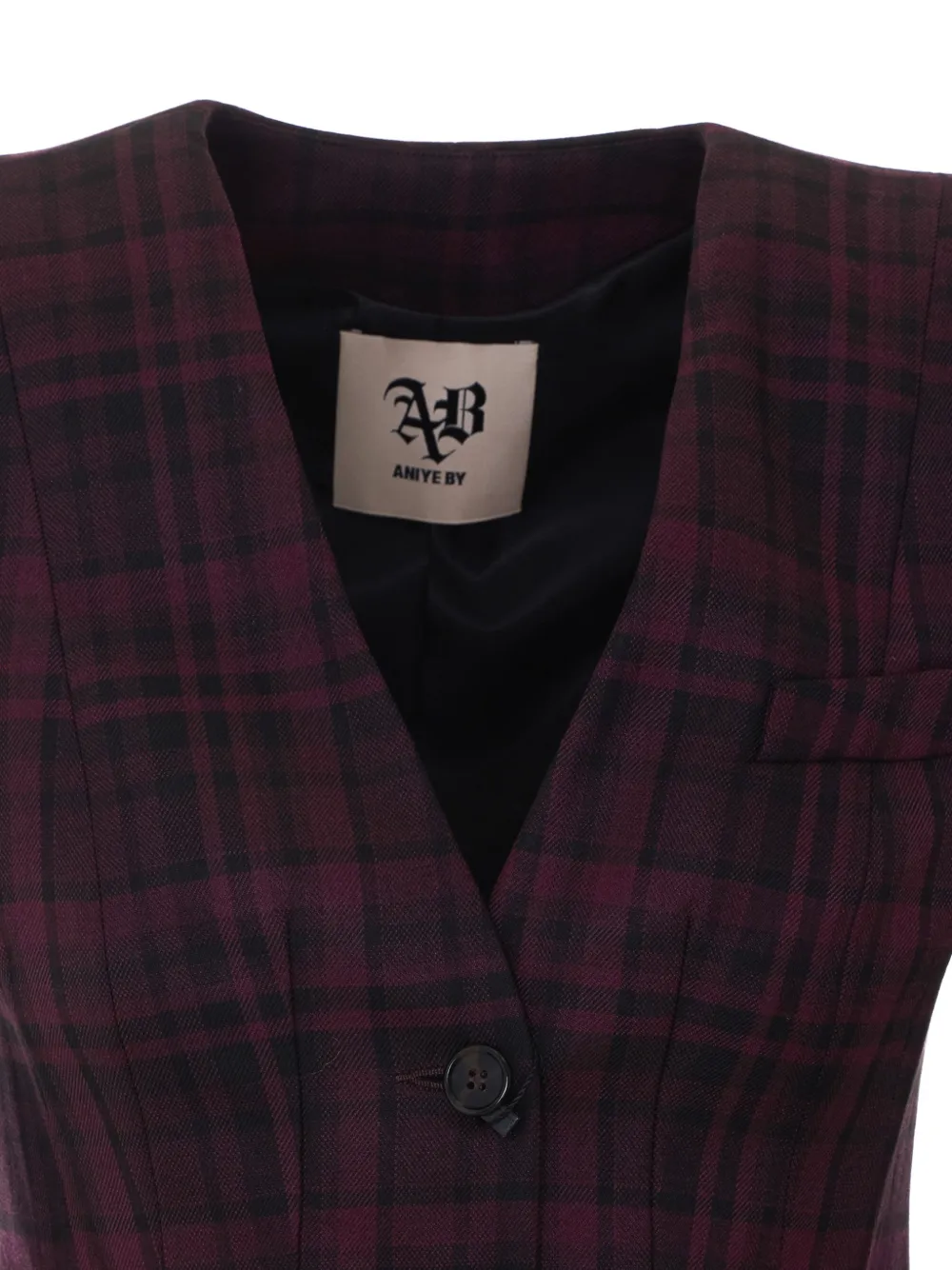 Aniye By Geruite blazer met gewatteerde schouders Paars
