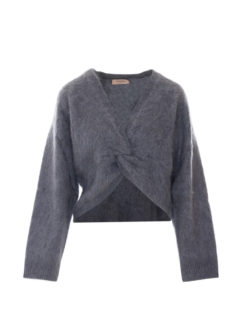 TWINSET knot-detail V-neck sweater - Grigio
