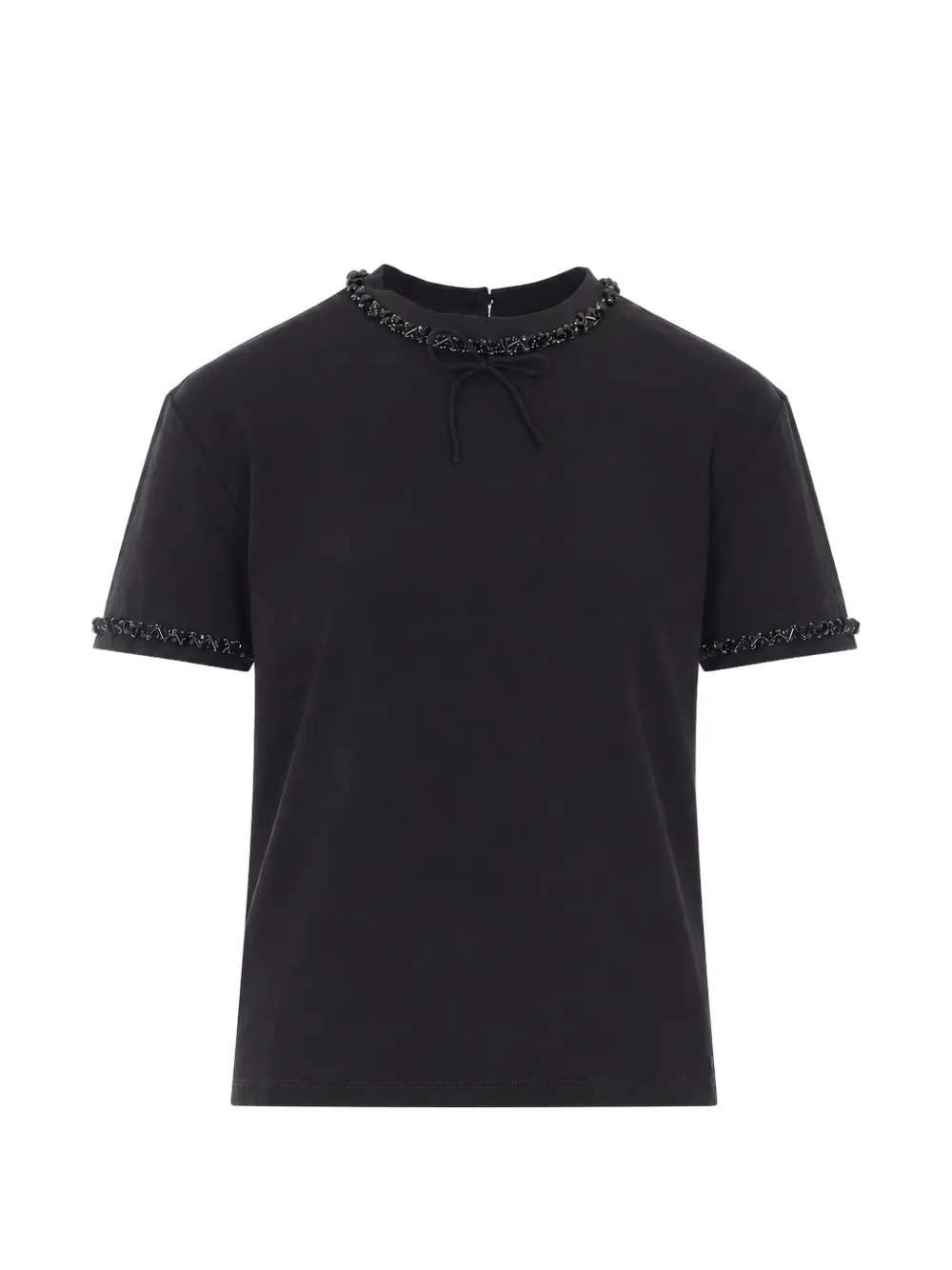 TWINSET sequin-embellished bow-detail T-shirt - Schwarz
