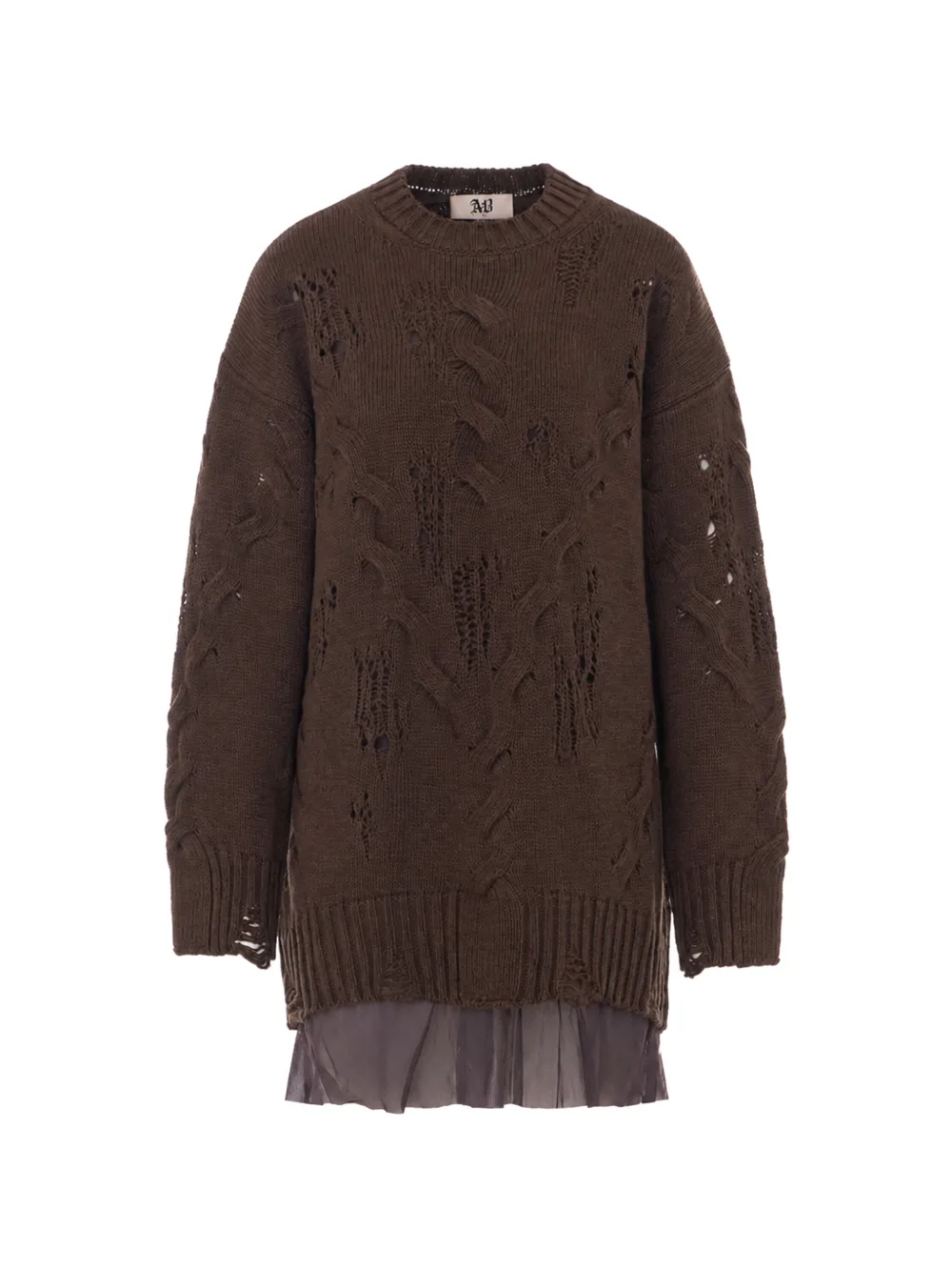 Aniye By Maxipull Tina distressed cable-knit mini dress - Marron Aniye By Maxipull Tina distressed cable-knit mini dress - Marron