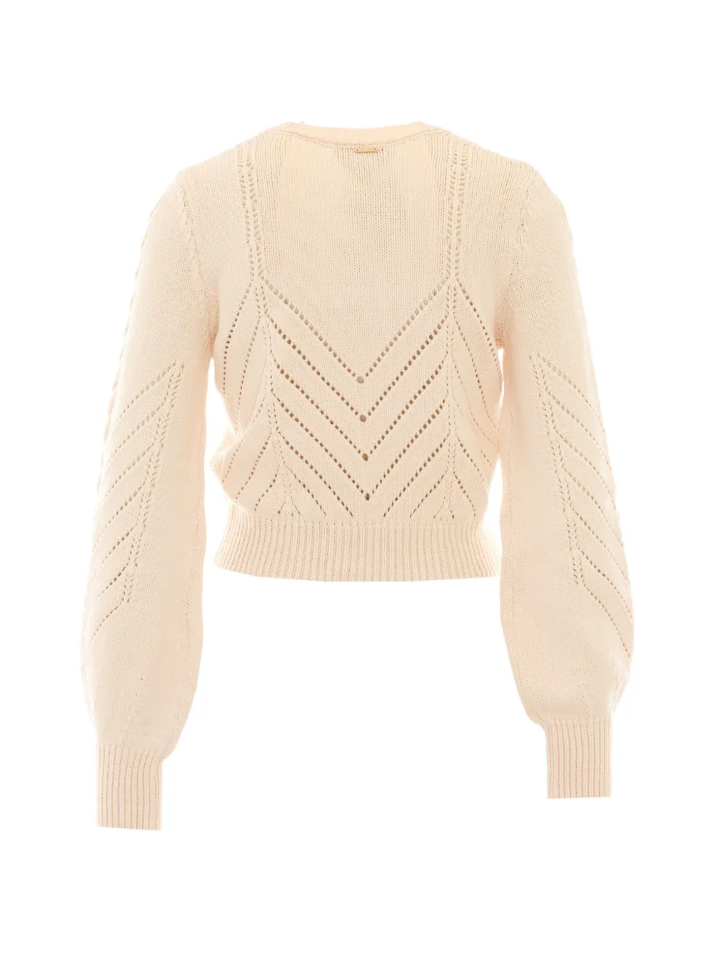 TWINSET Cropped wool blend jumper with chevron design Beige
