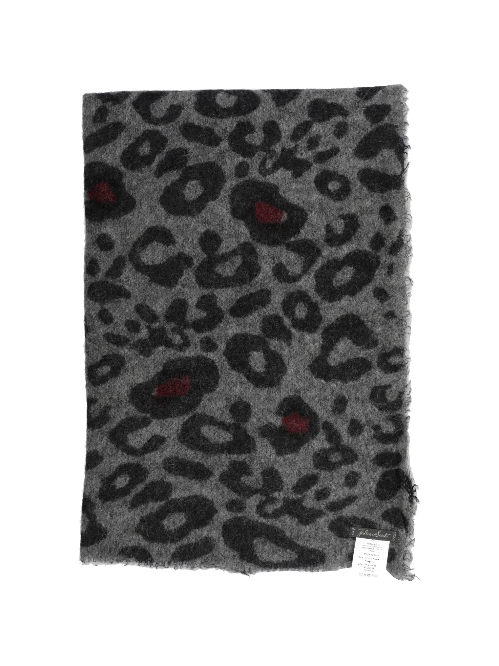 Faliero Sarti Little Lambada leopard-print frayed scarf Grijs