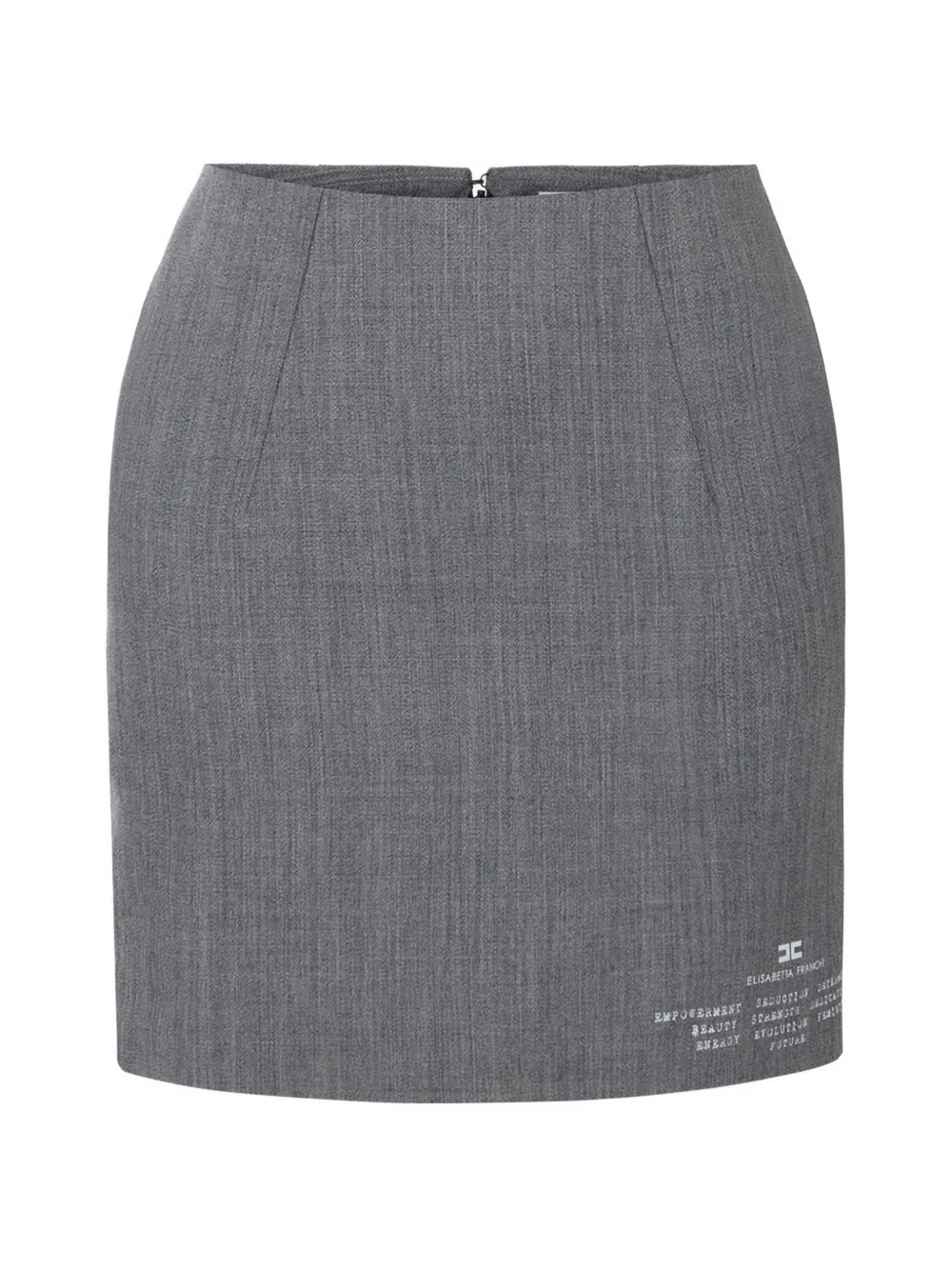 Elisabetta Franchi wool mini skirt with logo print - Grigio