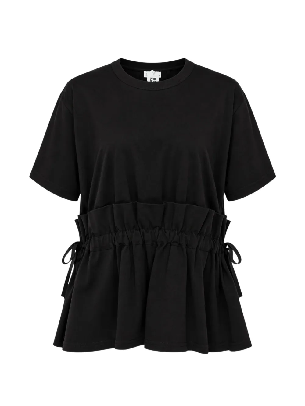 Noir Kei Ninomiya t-shirt volanté à lien de resserrage Noir Kei Ninomiya t-shirt volanté à lien de resserrage