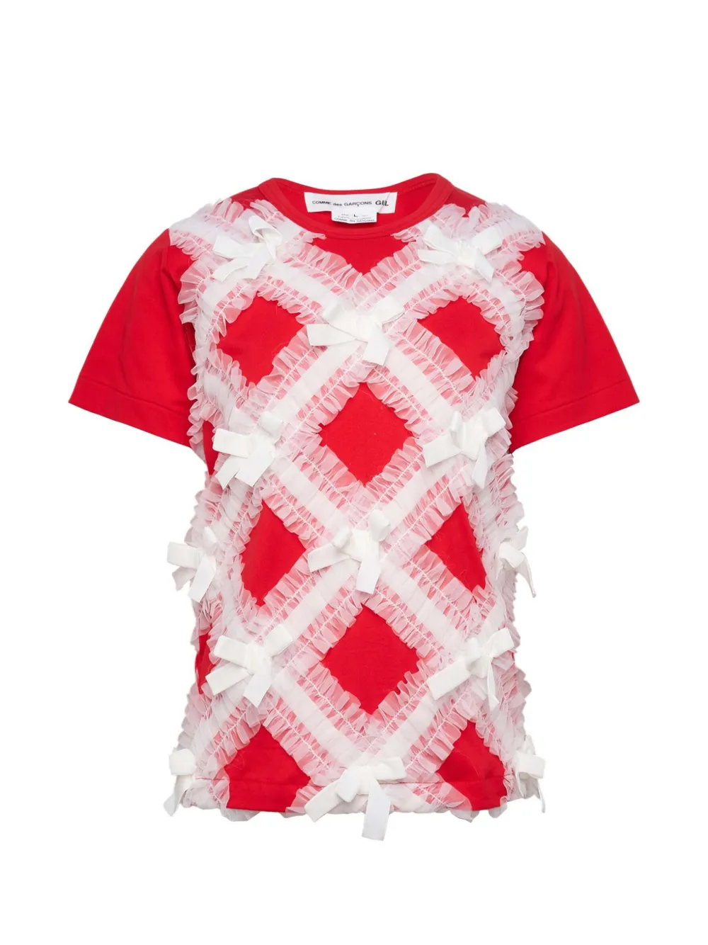 Comme Des Garçons Girl bow-embellished T-shirt Rood