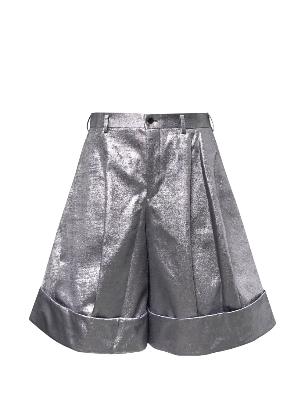 Comme des Garçons Homme Plus metallic-effect pleated shorts - Silber