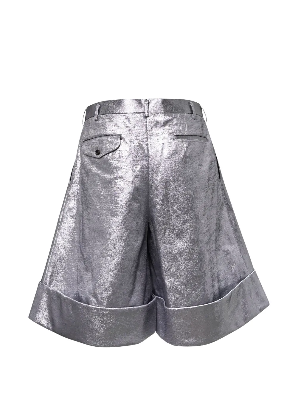 Comme des Garçons Homme Plus metallic-effect pleated shorts Zilver