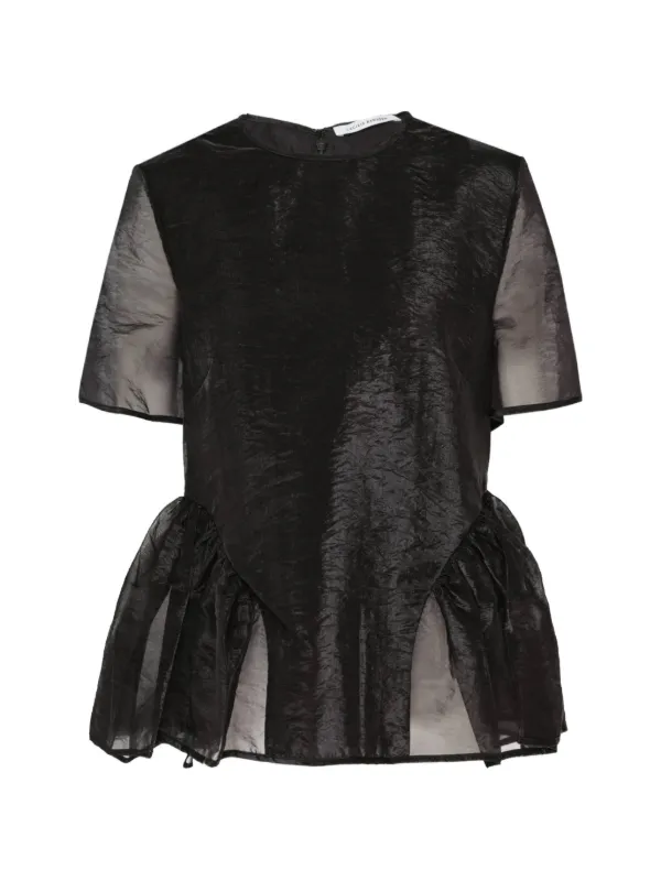 Cecilie Bahnsen Fimen Crinkled Peplum Top in Black