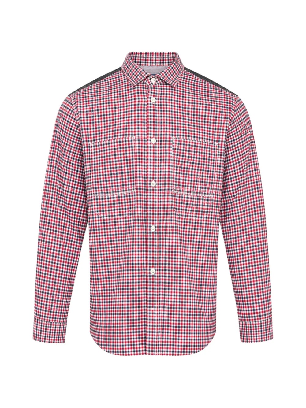 Junya Watanabe check-print panelled shirt - Rosso