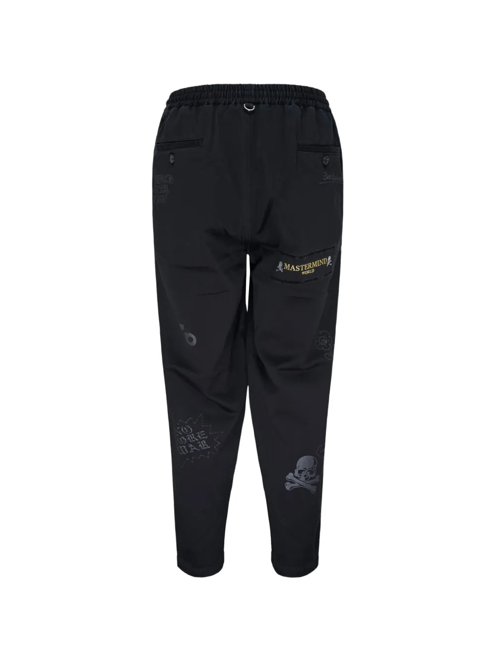 Mastermind Japan graphic-print drawstring trousers Zwart