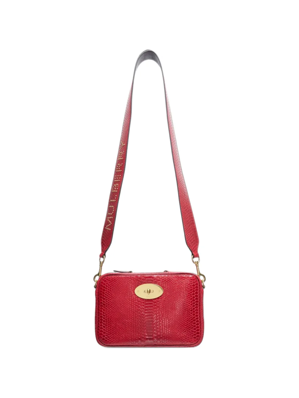 Mulberry Darley Postman's Lock snake-effect shoulder bag - Rosso