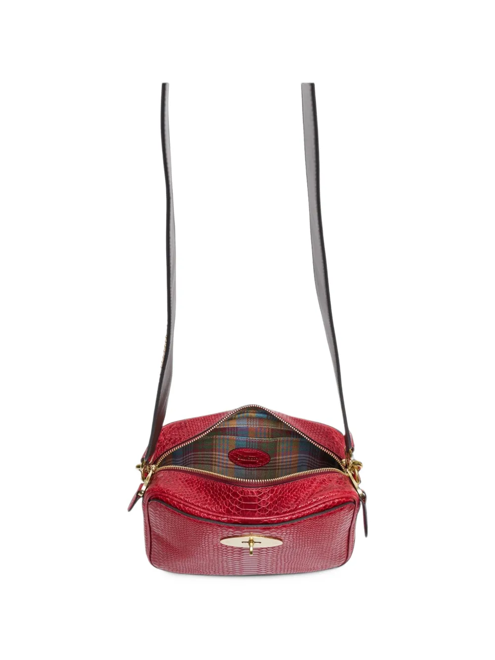 Mulberry Darley Postman's Lock snake-effect shoulder bag Rood