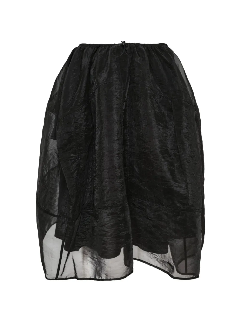 Cecilie Bahnsen Gonna midi con inserti trasparenti e coulisse - Nero
