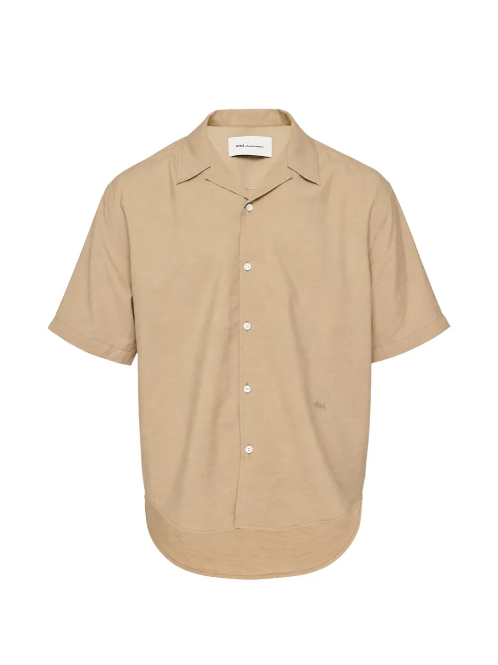AMI Paris logo-embroidered camp-collar shirt