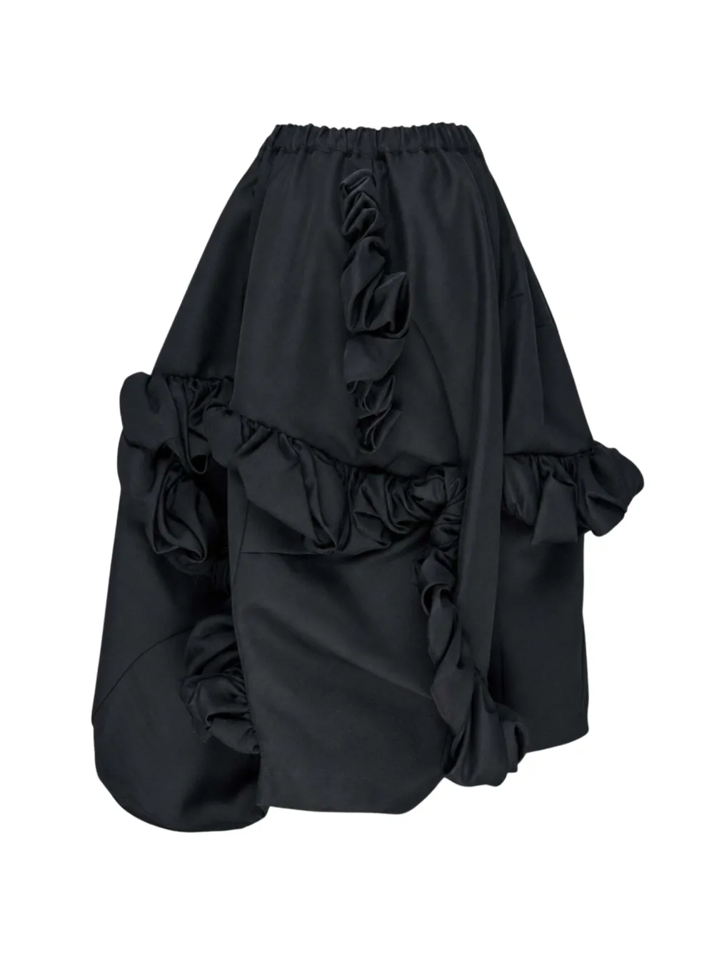 Comme Des Garçons ruffled asymmetric midi skirt Zwart