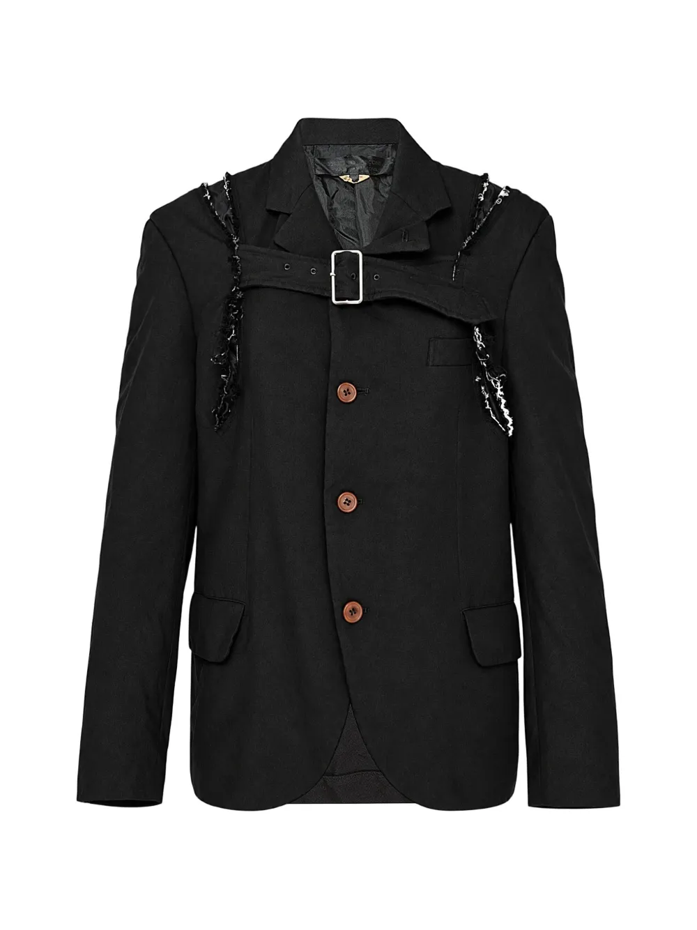 Comme Des Garçons Comme Des Garçons buckle-detail frayed blazer - Schwarz