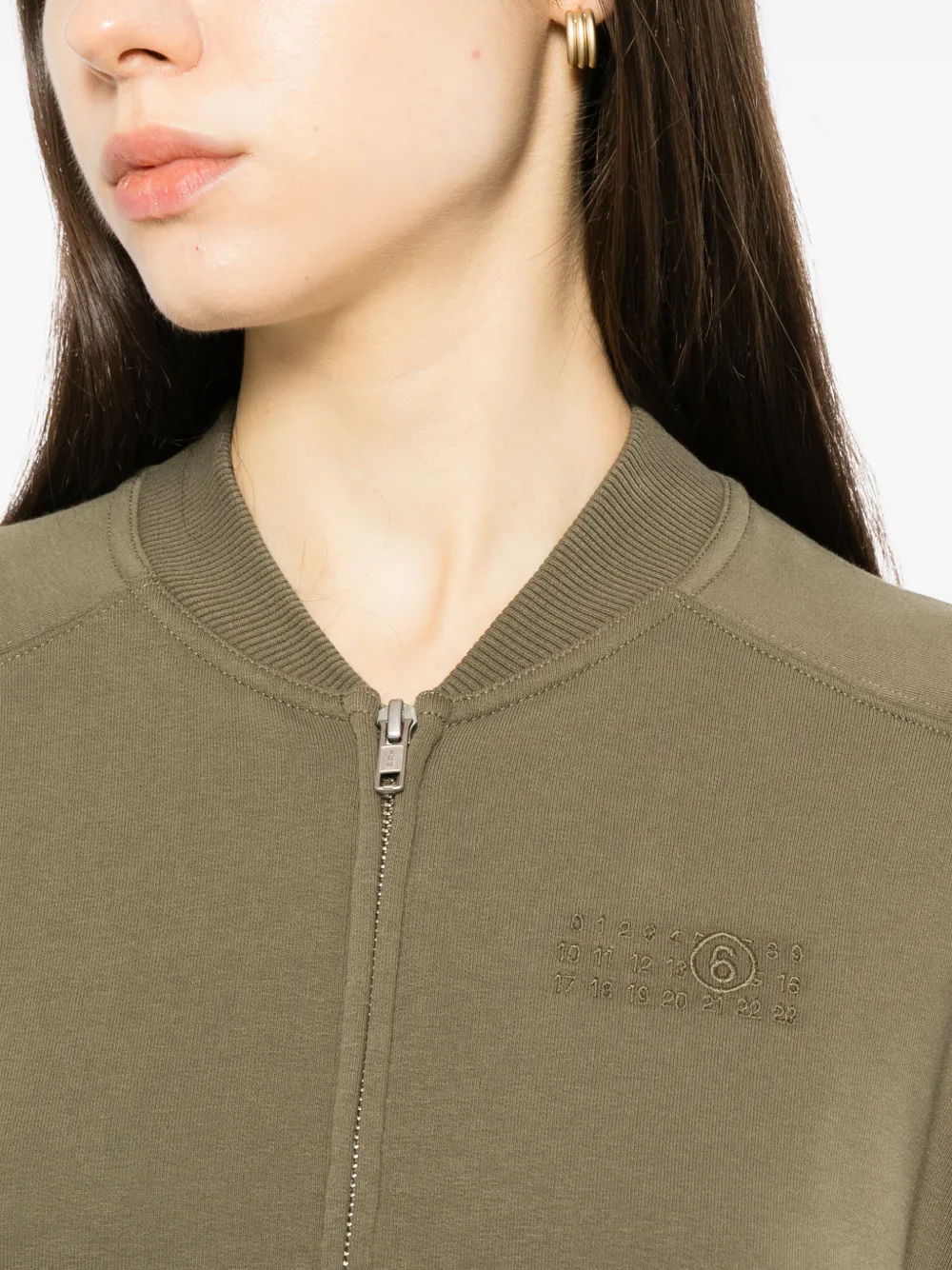 MM6 Maison Margiela logo-embroidered zip-up sweatshirt Groen