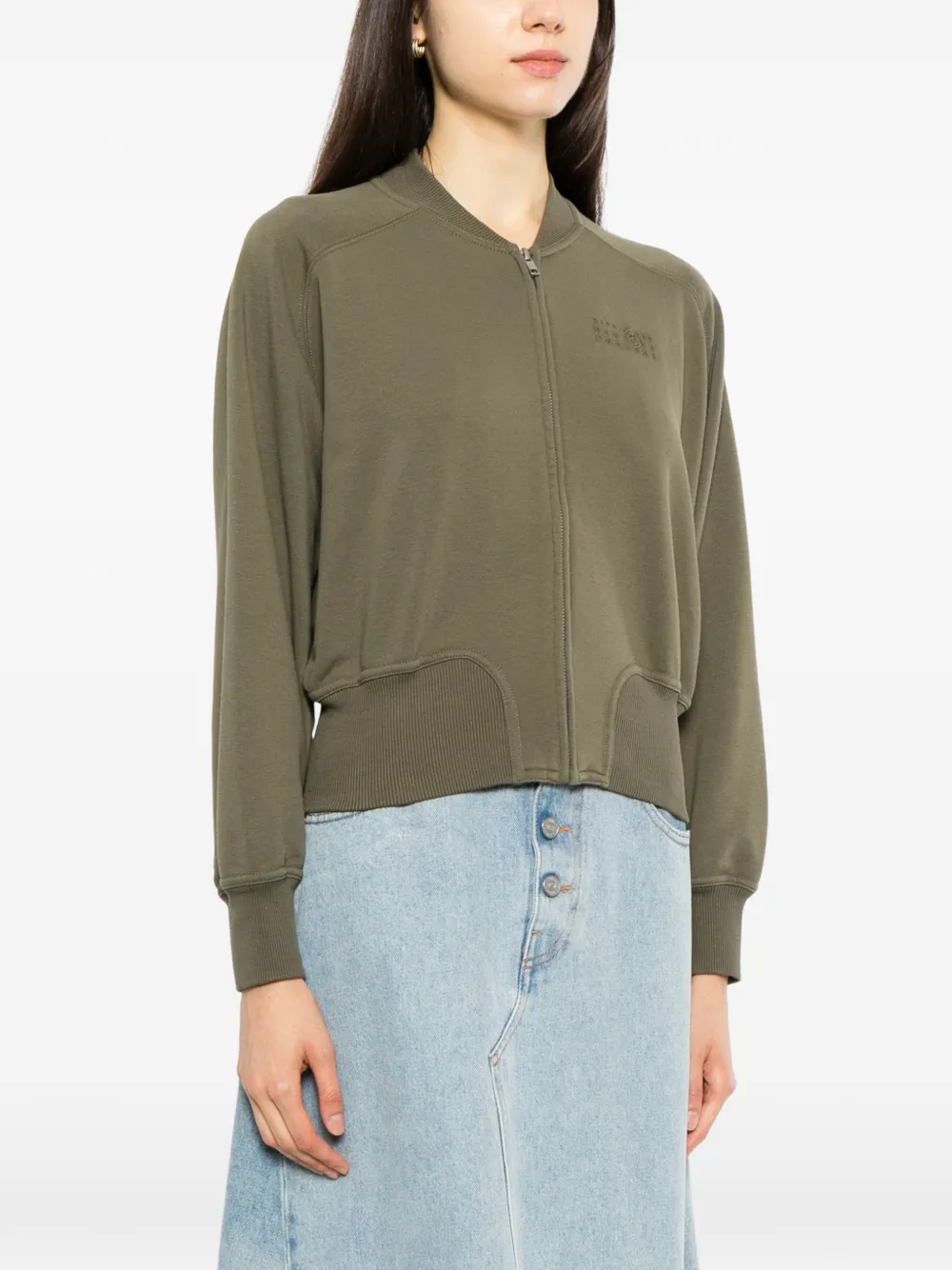 MM6 Maison Margiela logo-embroidered zip-up sweatshirt Groen