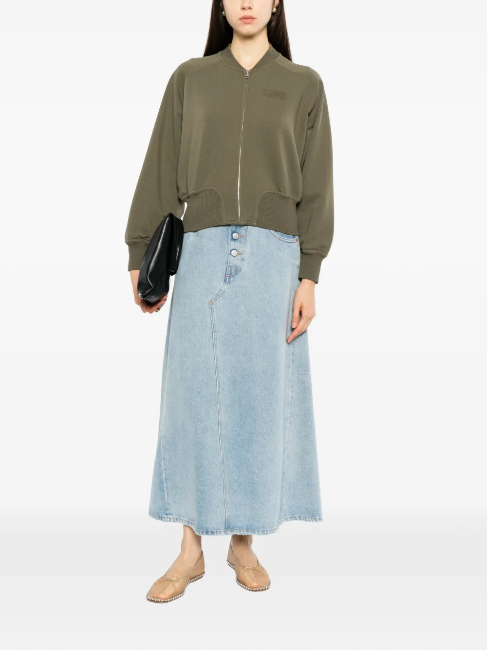 MM6 Maison Margiela logo-embroidered zip-up sweatshirt Groen
