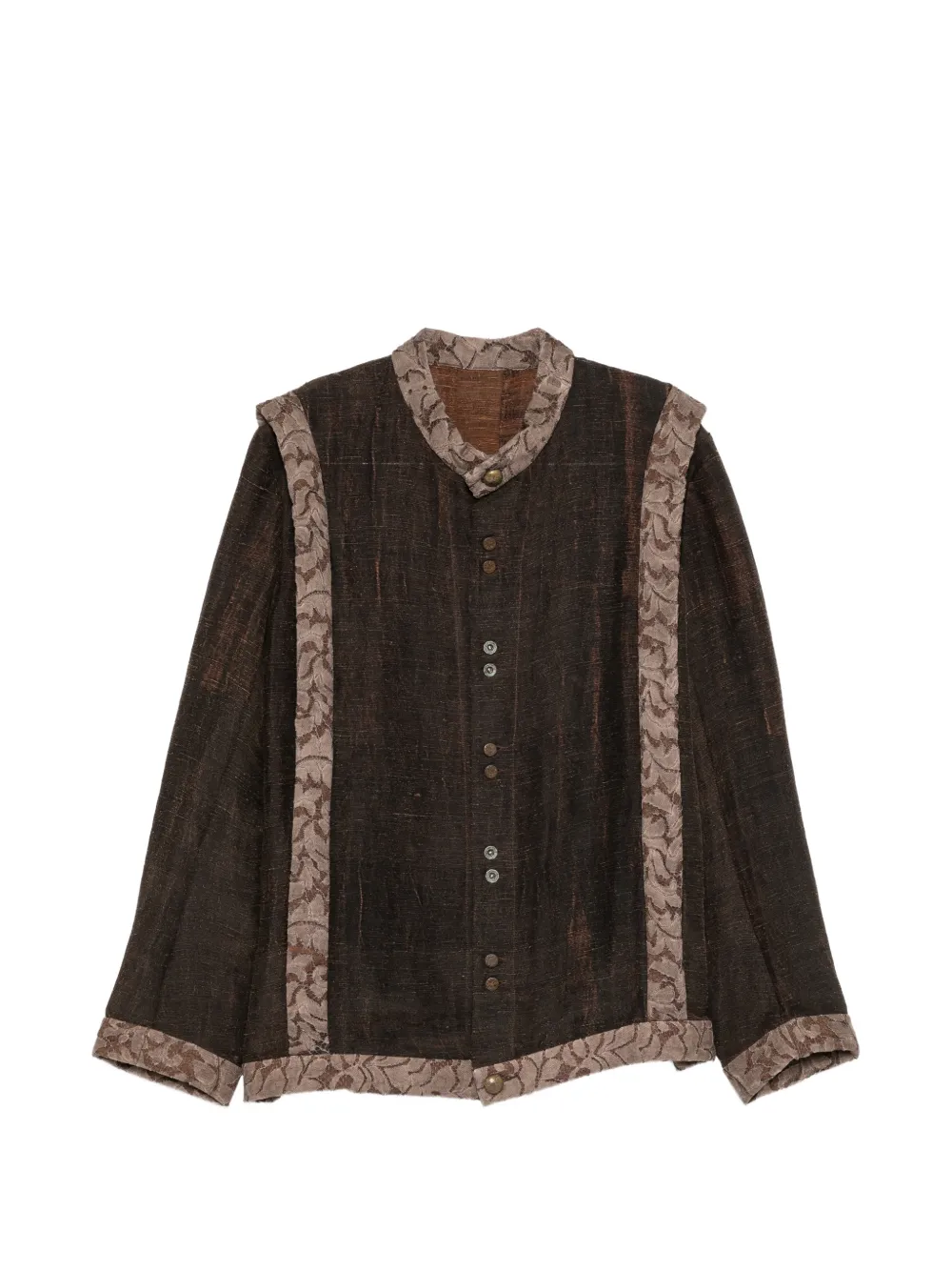 COMMUNS panelled jacquard-trim jacket - Marrone