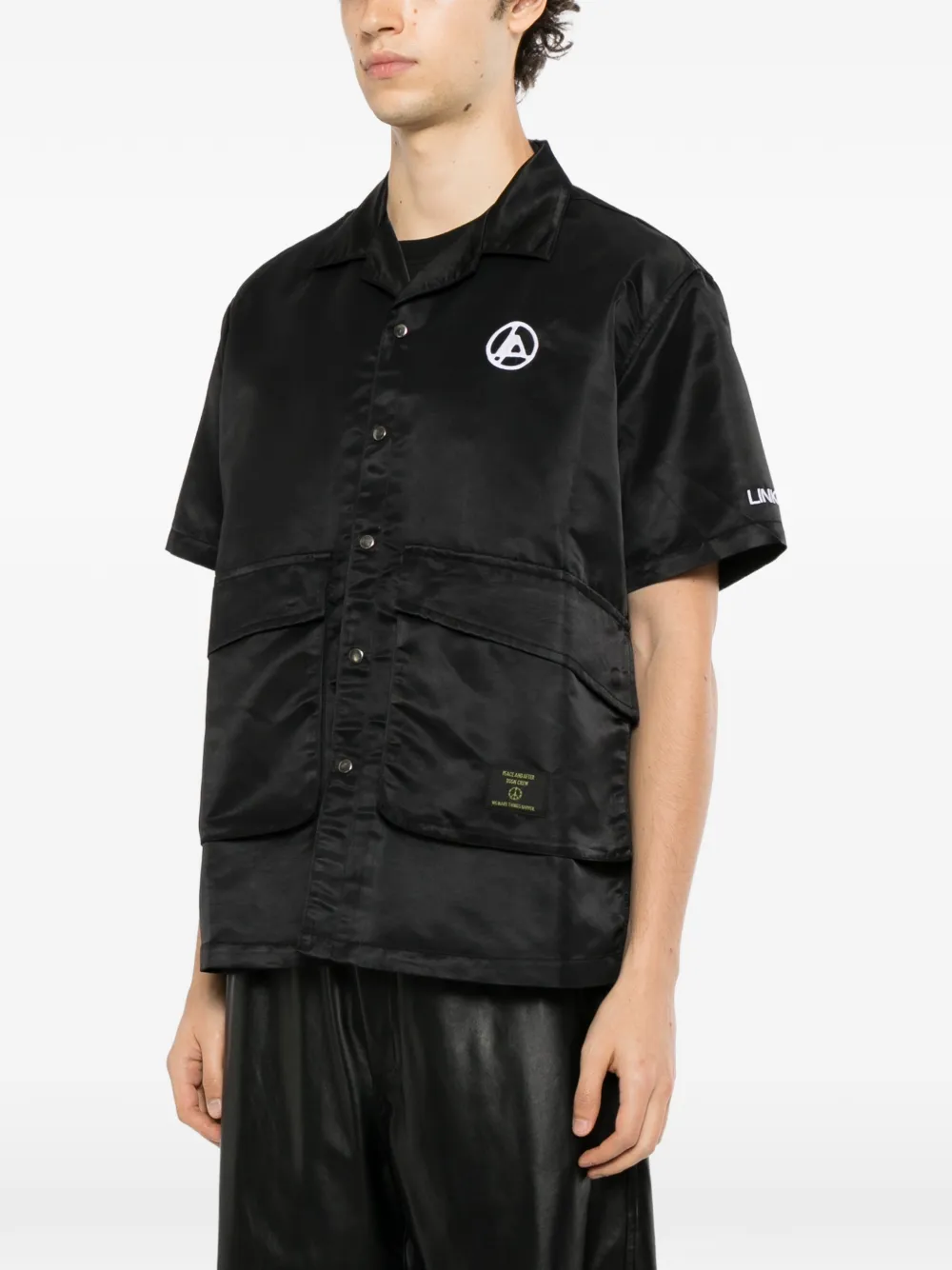 PEACE AND AFTER Linkin Park × patch pocket shirt Zwart