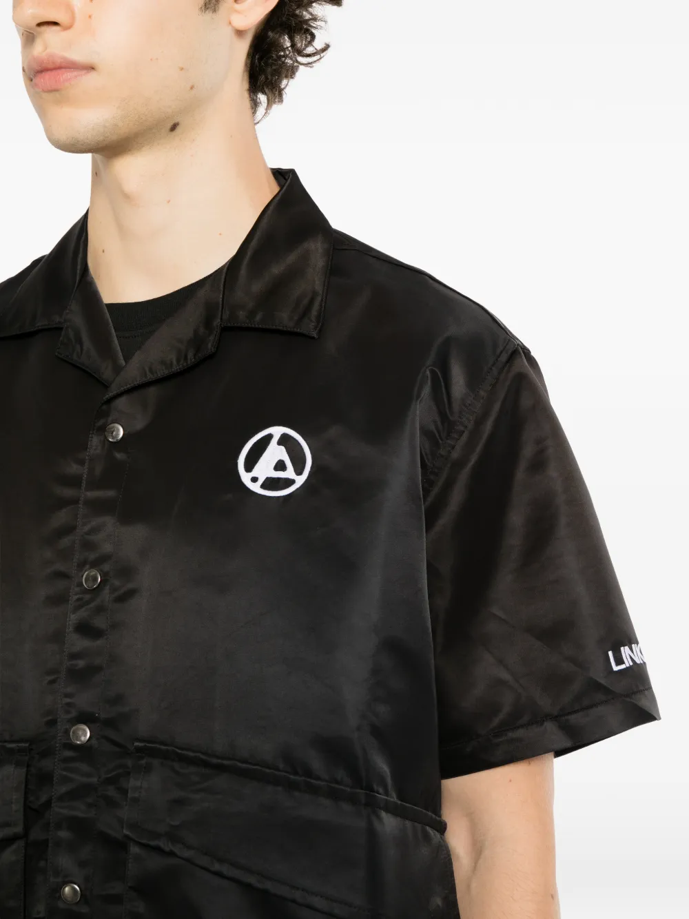 PEACE AND AFTER Linkin Park × patch pocket shirt Zwart