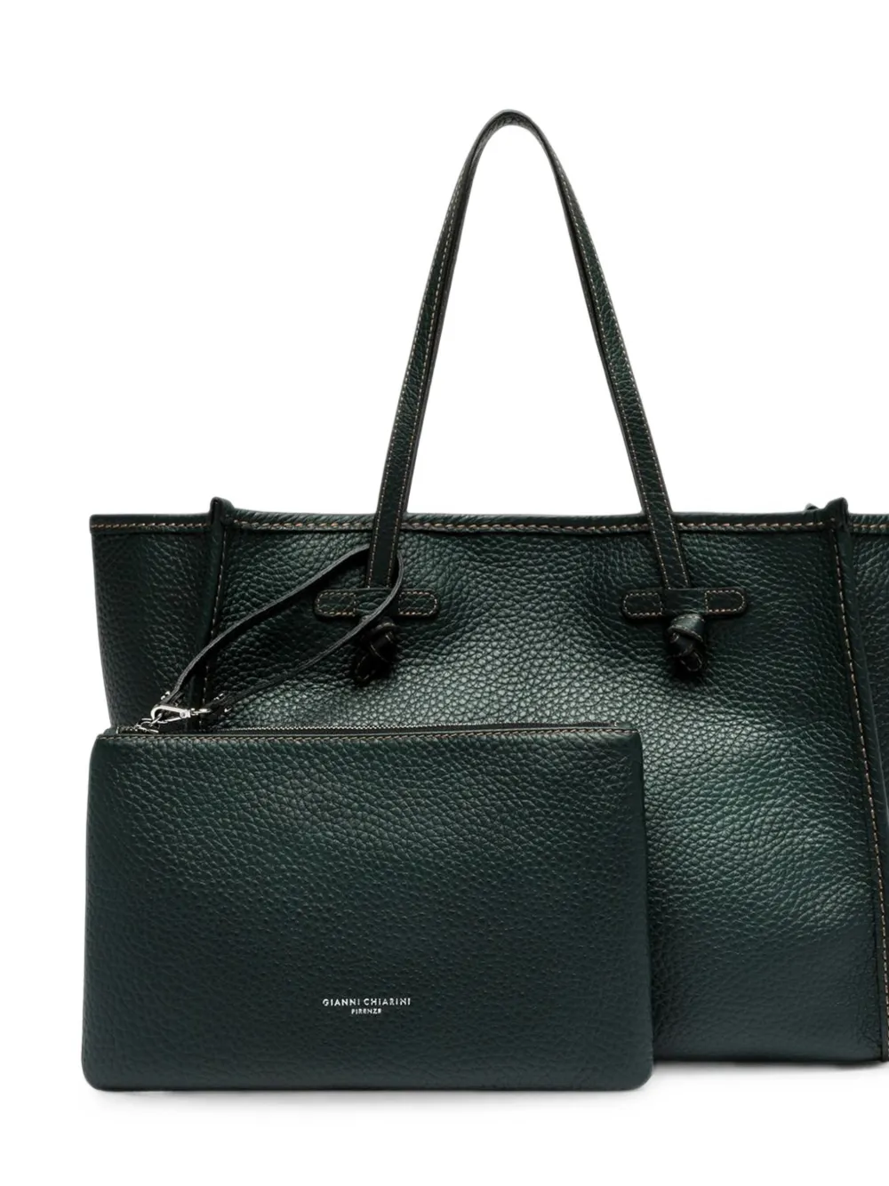 GIANNI CHIARINI Grote Marcella leren schoudertas met textuur Groen