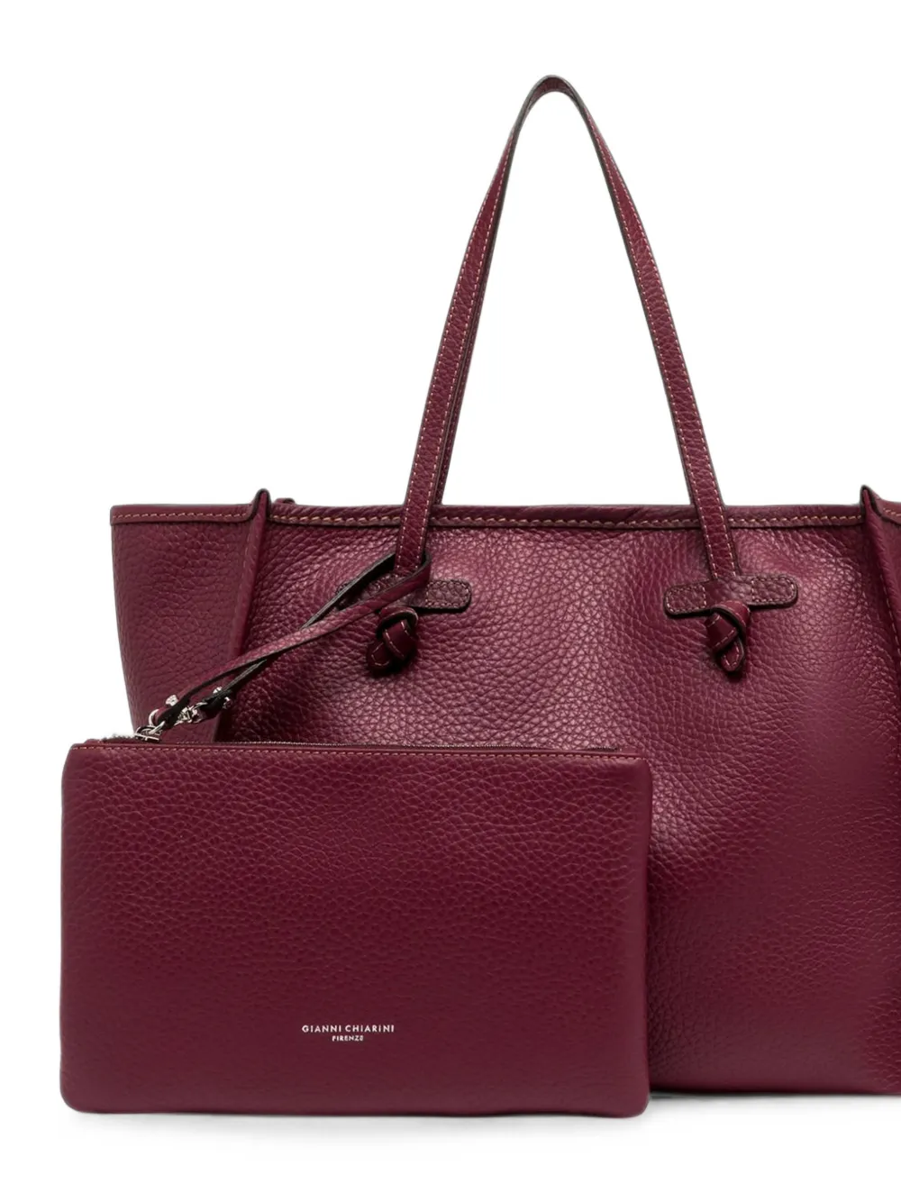 GIANNI CHIARINI Grote Marcella leren schoudertas met textuur Rood