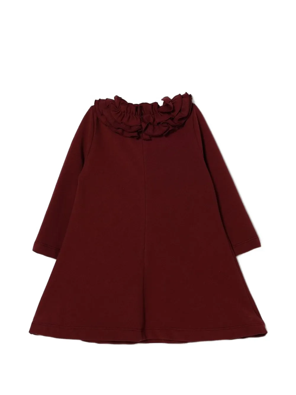 Il Gufo Jurk met ruchekraag en lange mouwen Rood