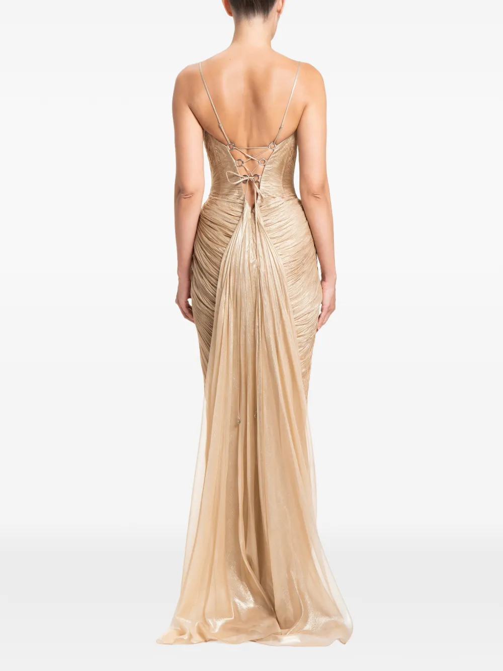 Maria Lucia Hohan Cecilia plissé gown Beige