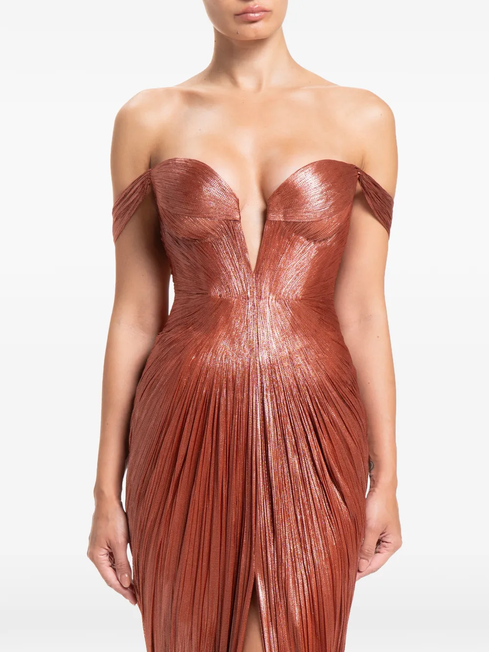 Maria Lucia Hohan Martina off-shoulder maxi dress Bruin