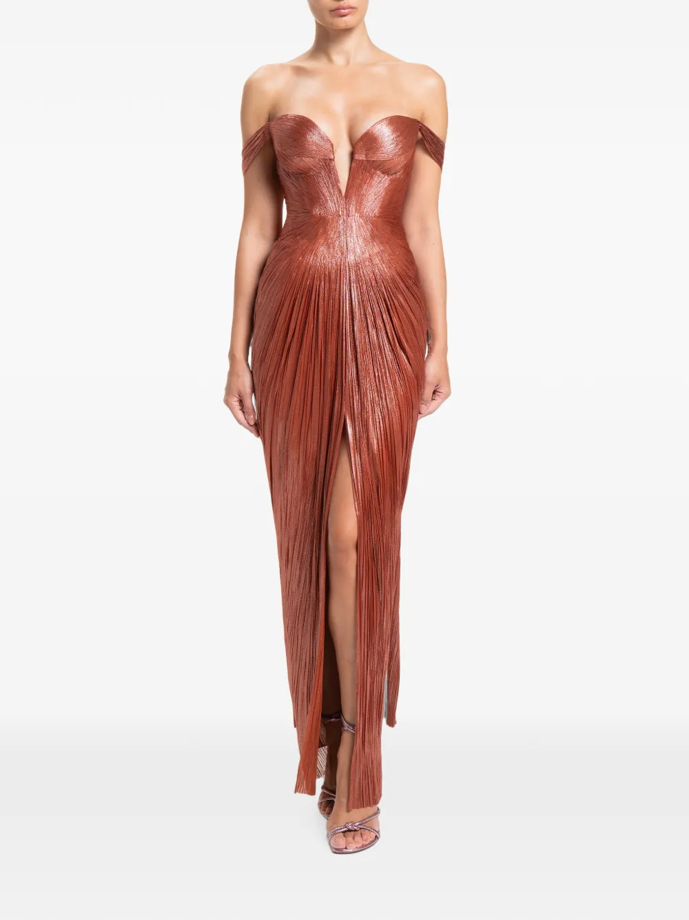 Maria Lucia Hohan Martina off-shoulder maxi dress Bruin