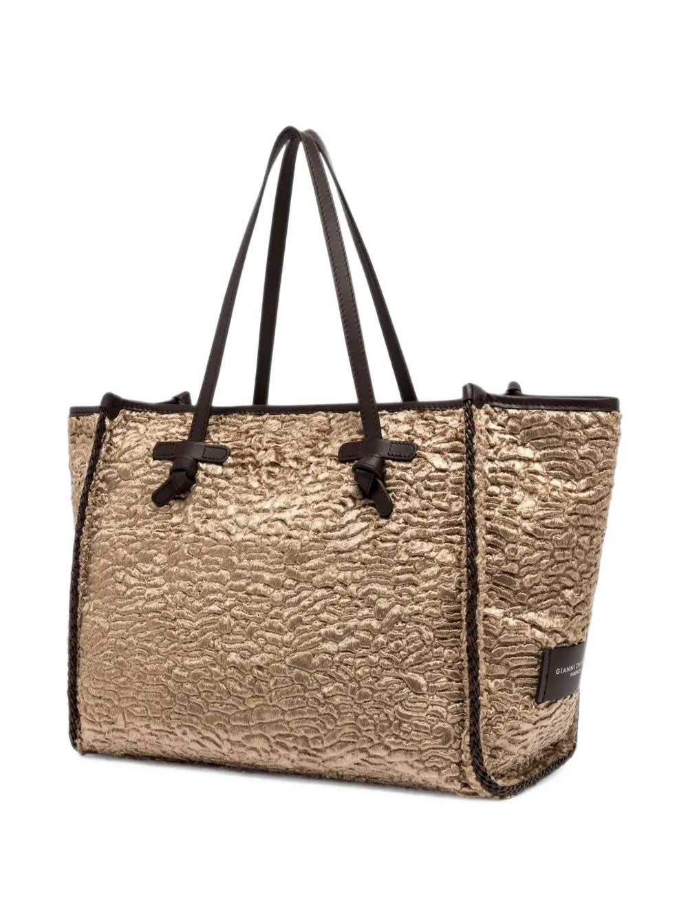 GIANNI CHIARINI Marcella schoudertas met astrakhan-effect Goud