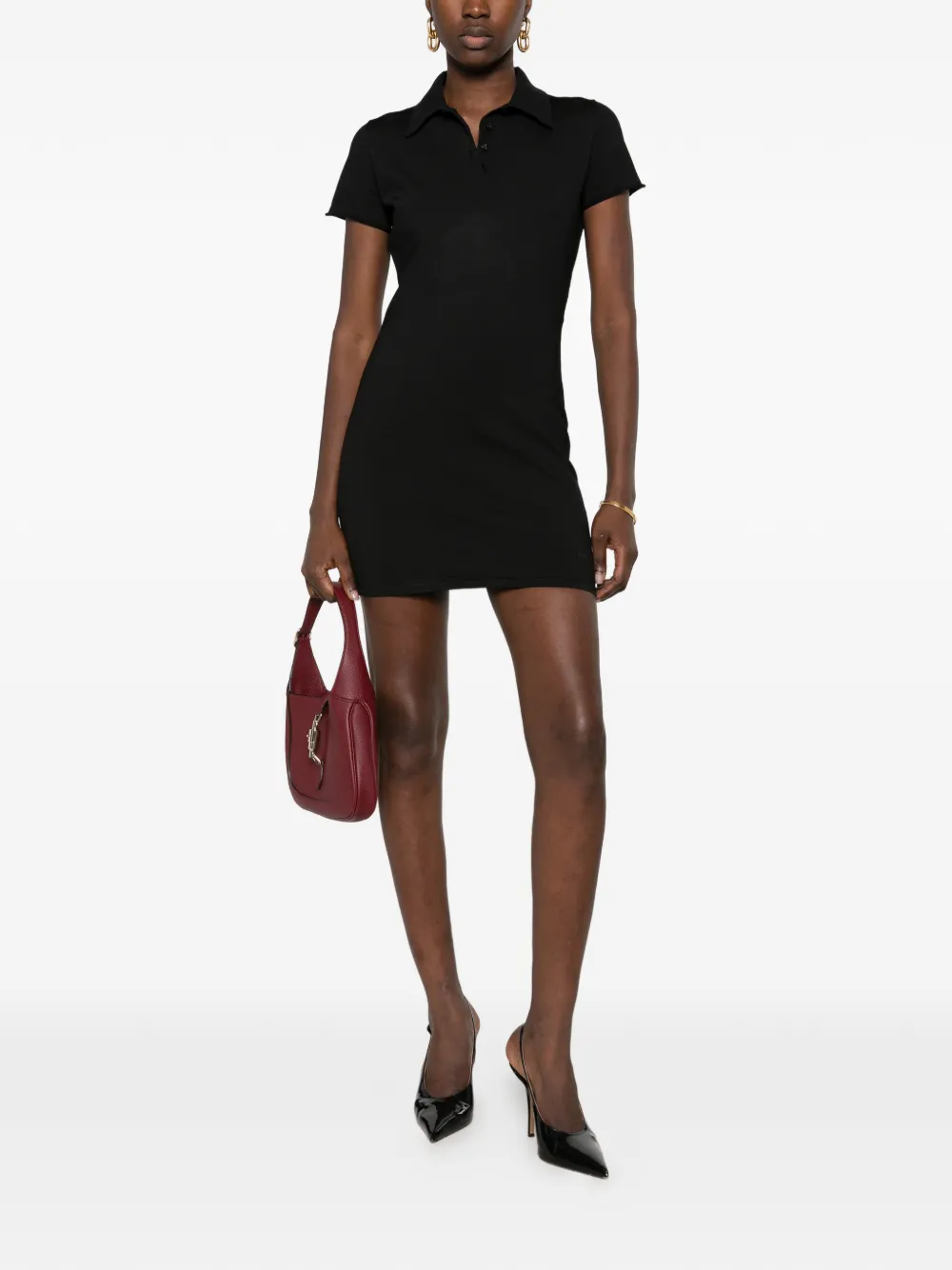 Gucci Zijden mini-jurk met polokraag Zwart