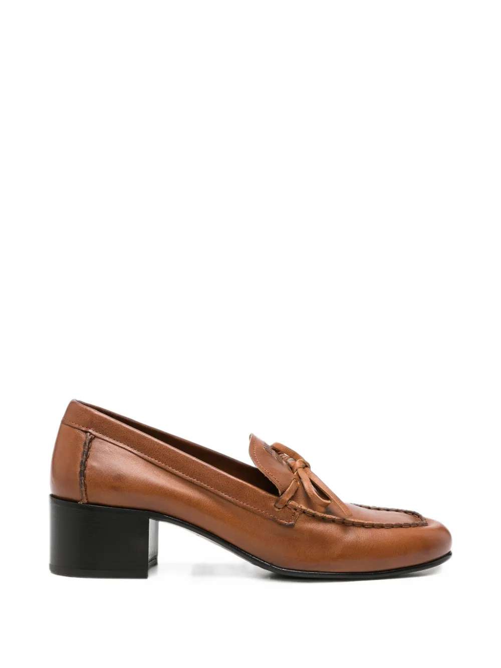 Miu Miu bow-detail leather loafers - Marrone